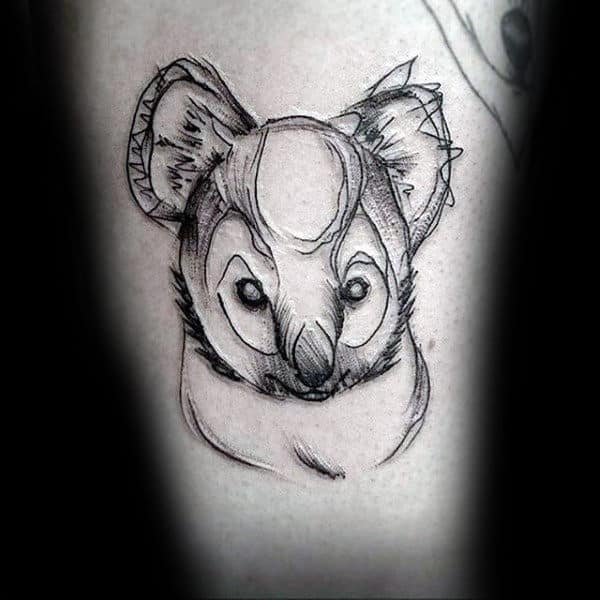 Sketeched Guys Koala Thigh Tattoo Designs