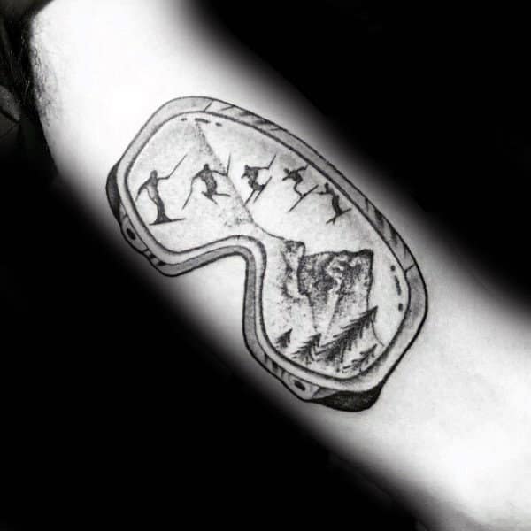 Skiing Tricks Mens Goggle Forearm Tattoo
