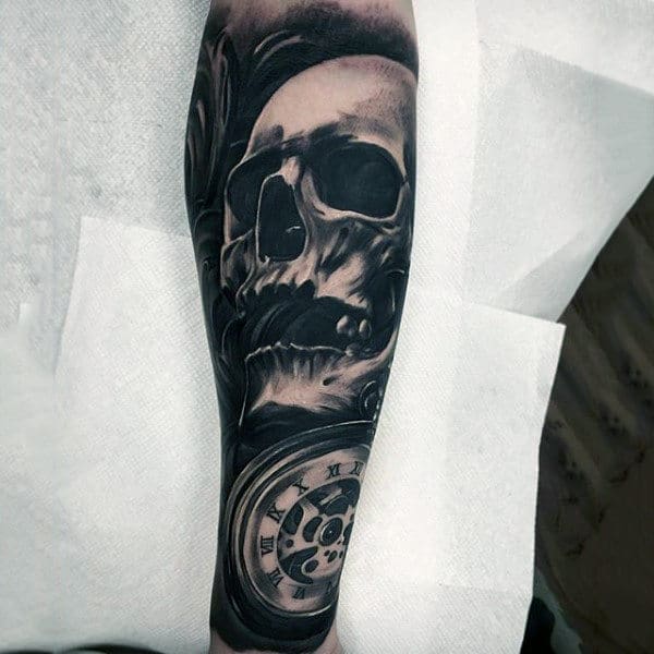 Skull 3d Mens Forearm Sleeve Tattoos