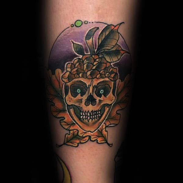 Skull Acorn Mens Arm Tattoos