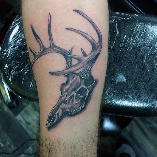 Skull Antler Mens Small Tattoos