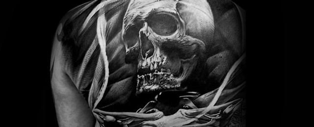 Skull Back Tattoo Designs For Men
