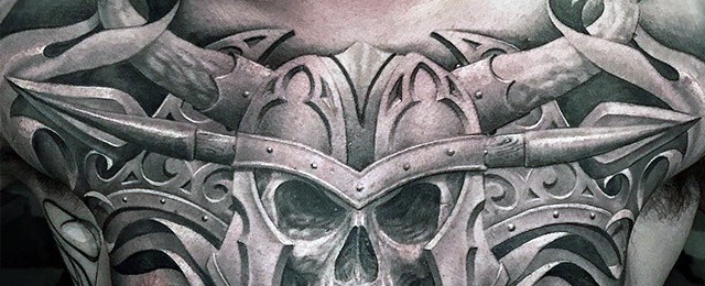 Skull Chest Tattoo Designs For Men