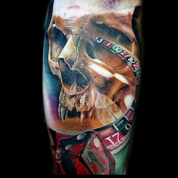 Skull Dice Forearm Rad Male Tattoos