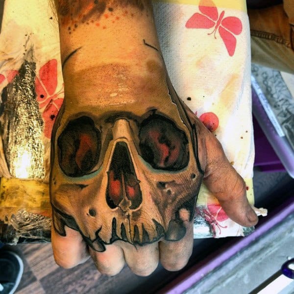 Skull Graffiti Mens Hand Tattoos