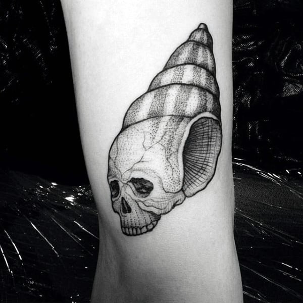 Skull Horn Snail Seashell Tatoo For Males