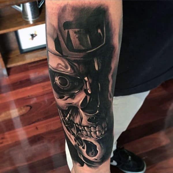 Skull Inner Forearm Tattoos For Men