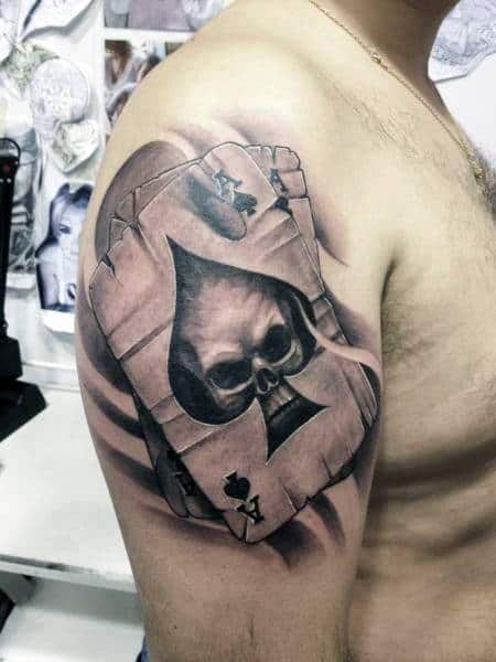 Skull Inside Spade Tattoo Mens Arms