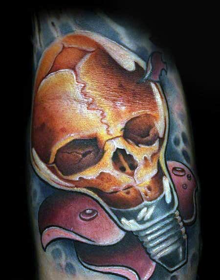 Skull Light Bulb New School Tattoos For Males