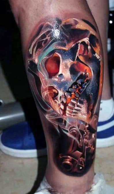 Skull Men's Pistol Tattoo