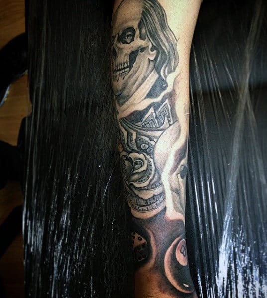 Skull Money Tattoo Designs For Men