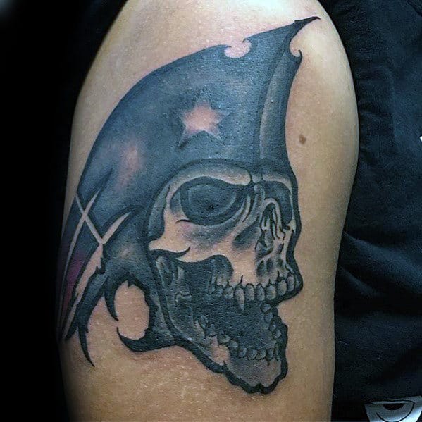 Skull New England Patriots Guys Arm Tattoo