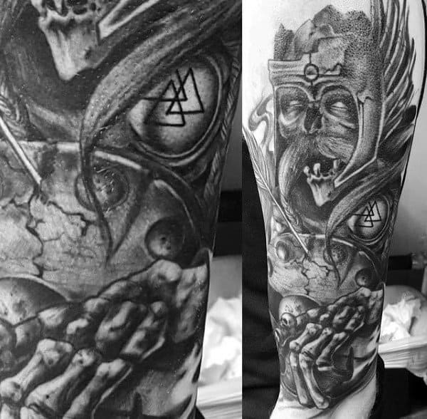 Skull Odin Mens Arm Tattoo Designs