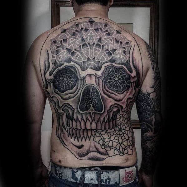 Skull Pattern Tattoo Male Full Back
