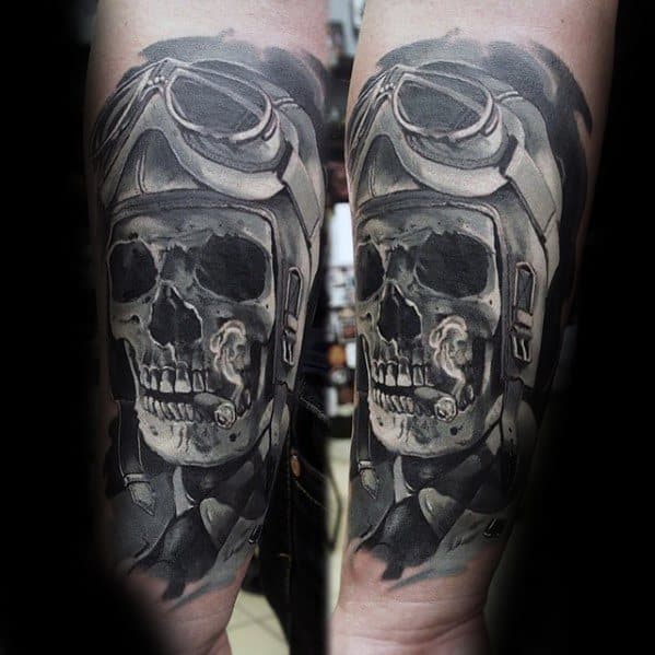 Skull Pilot Goggles Epic Tattoo Ideas For Males