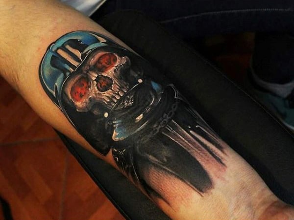 Skull Red Eye Darth Vader Tattoo Mens Forearms