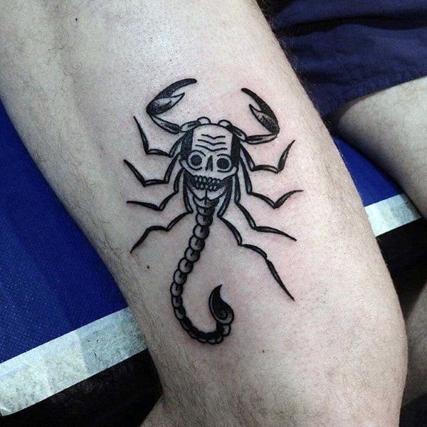 Skull Scorpio Mens Thigh Tattoo Ideas