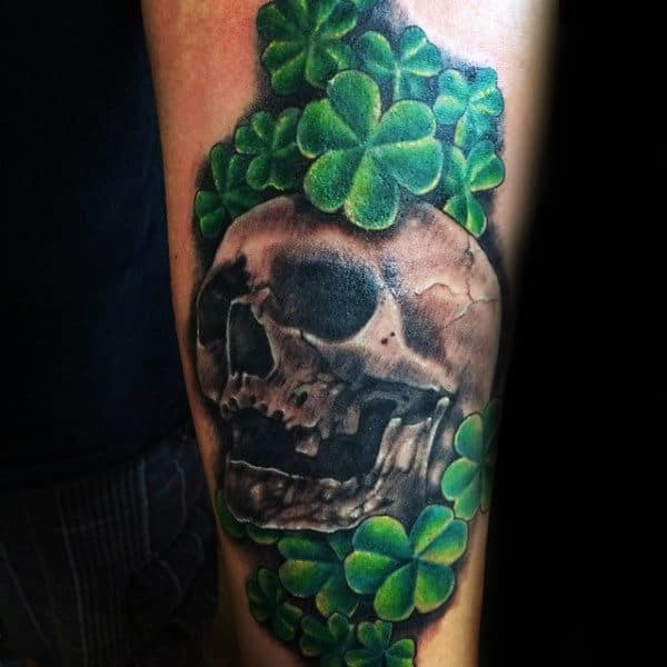 Skull Shamrock Tattoo Quarter Sleeve Tattoo For Guys