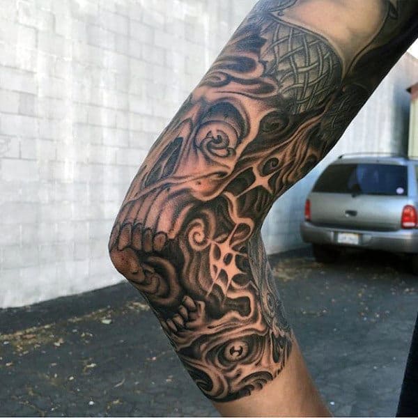 Skull Tattoo Elbow For Men