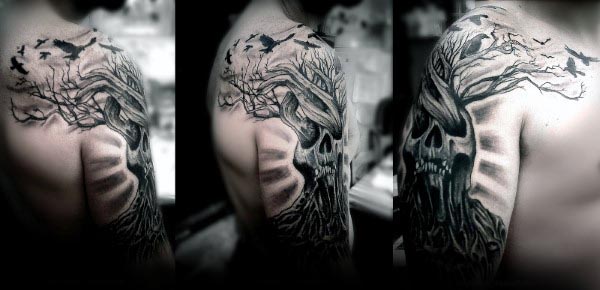 Skull Tree Of Life Mens Manly Arm Tattoos