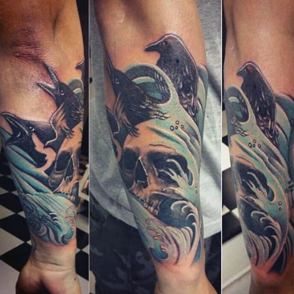 Skull Water Wrist Tattoos For Men