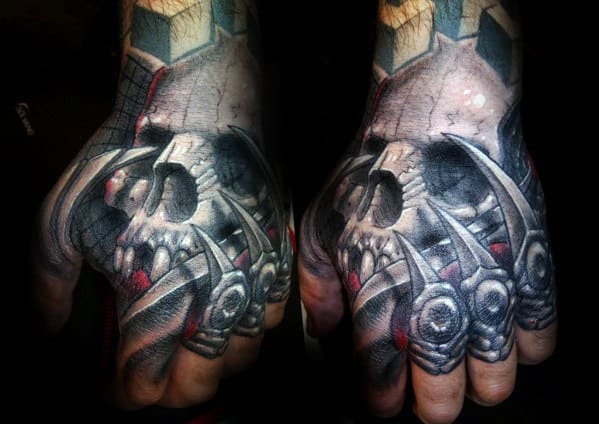 Skull With Claws Guys 3d Hand Tattoo