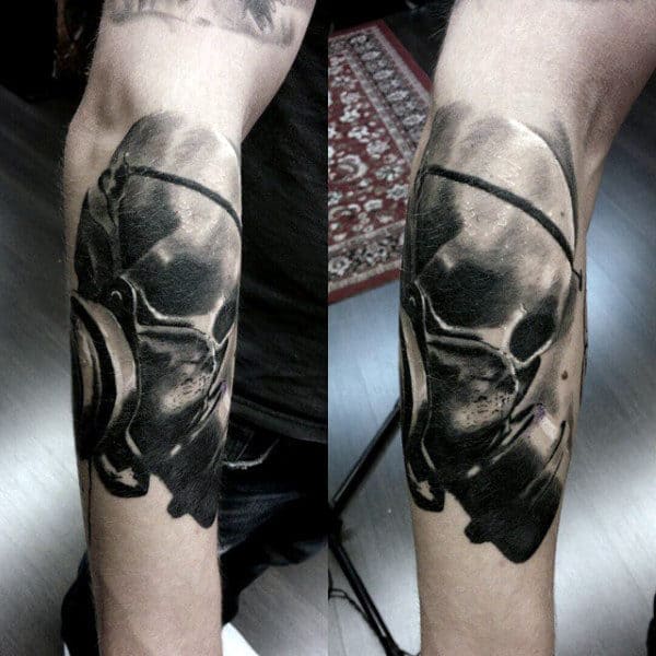 Skull With Gas Mask Tattoo For Men
