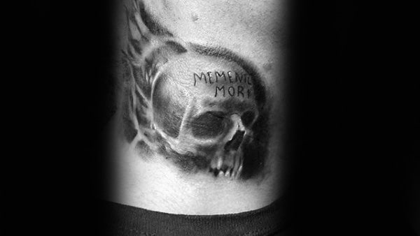Skull With Memento Mori Male Back Tattoo Ideas
