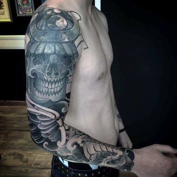 skull-with-samurai-helmet-guys-tattoo-full-sleeve-designs