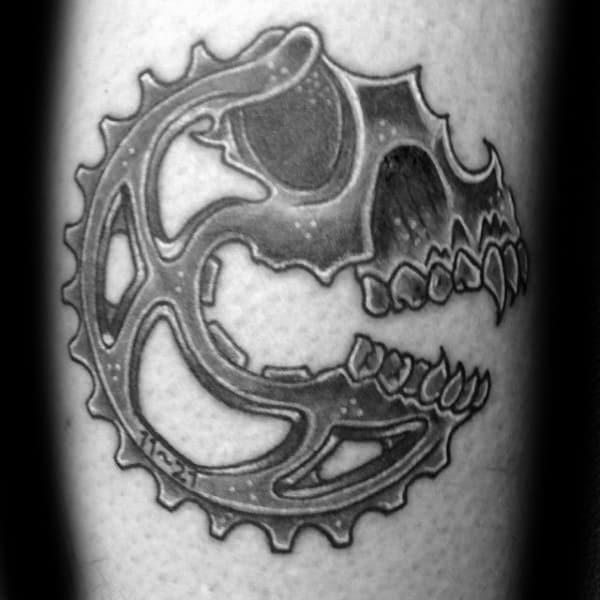 Skull With Sprocket Guys Cool Arm Tattoos