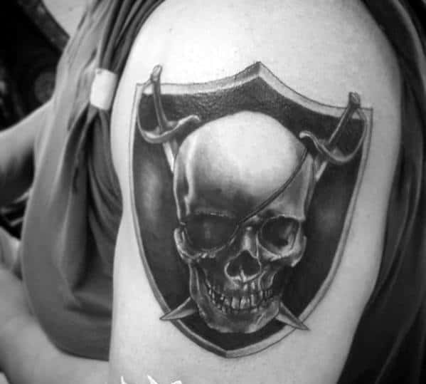 Skull With Swords Mens Oakland Raiders Arm Tattoo