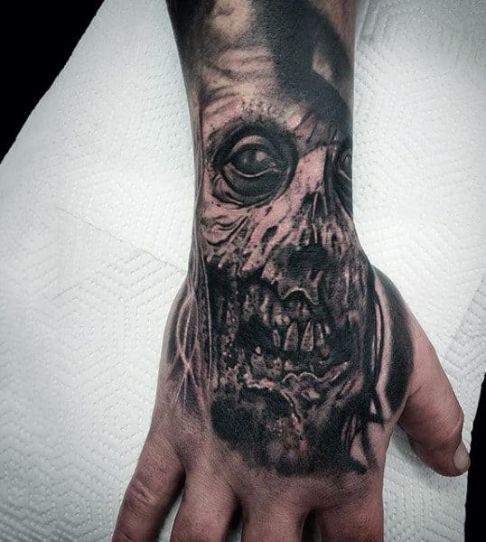 Skull Zombie Hand Wrist Guys Tattoo Designs