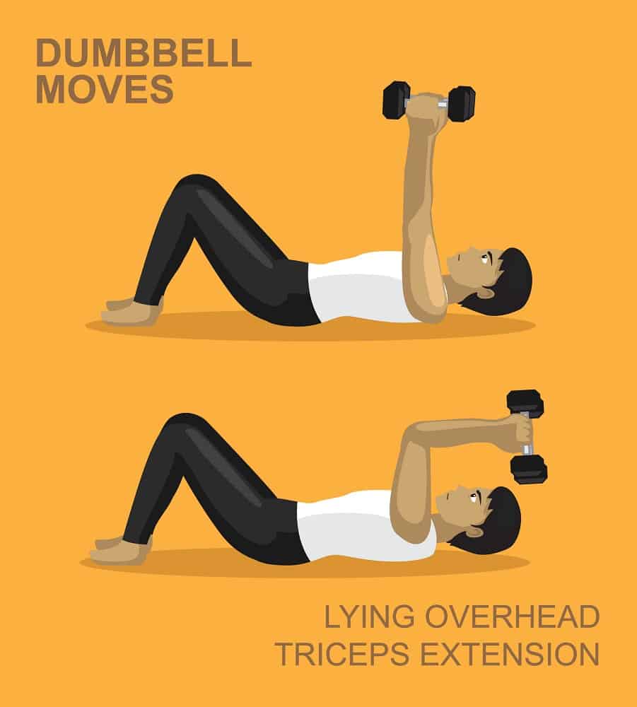 lying overhead triceps extension dumbbell moves gym illustration