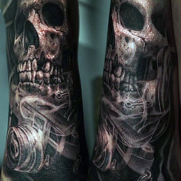 Skulls And Smoke Tattoos For Men