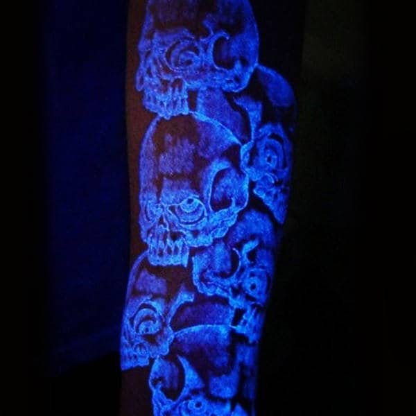 Skulls Glow In The Dark Male Arm Tattoo