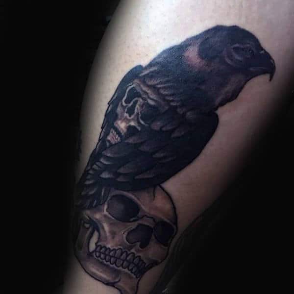 Skulls With Crow Leg Calf Guys Tattoo Ideas