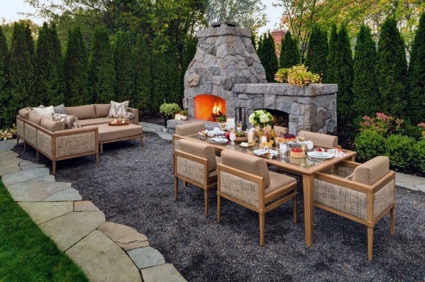 outdoor fireplace area 