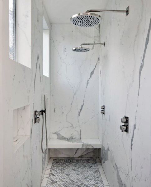 Sleek Modern Marble Shower Bench Ideas