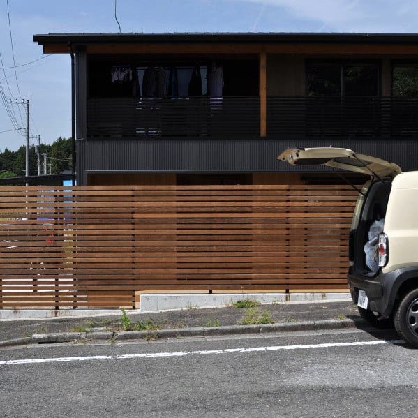 modern horizontal timber strips