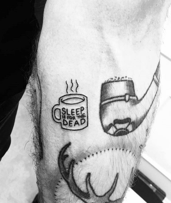 Sleep Is For The Dead Small Simple Mens Coffee Tattoo Ideas