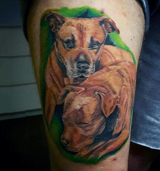 Sleeping Dogs Mens Thigh Tattoos