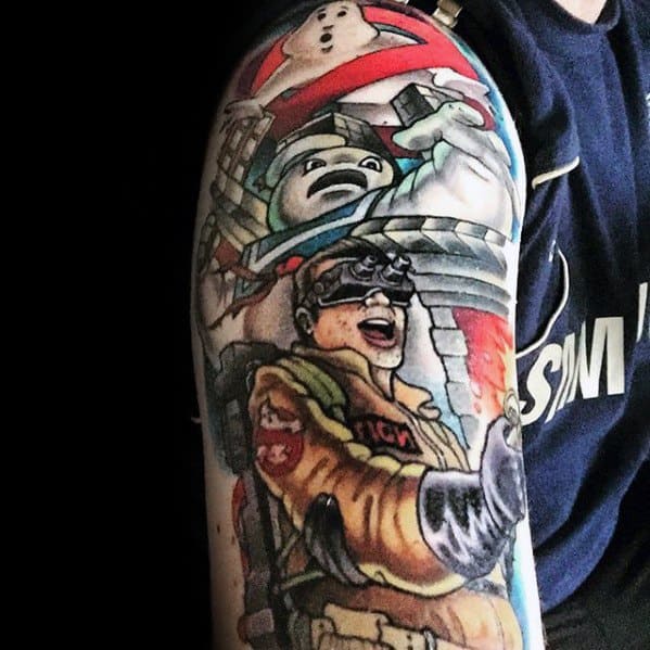 Sleeve Arm Ghostbusters Tattoo Designs For Guys