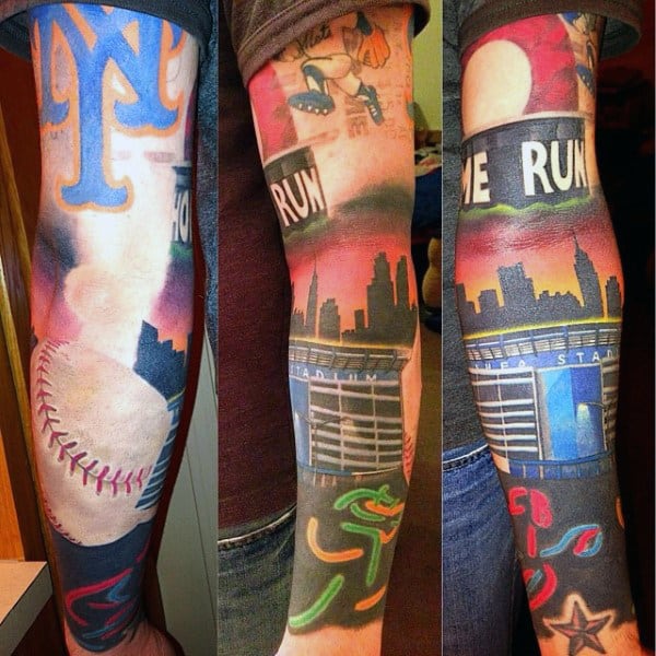 Sleeve Baseball Diamond Tattoos For Men