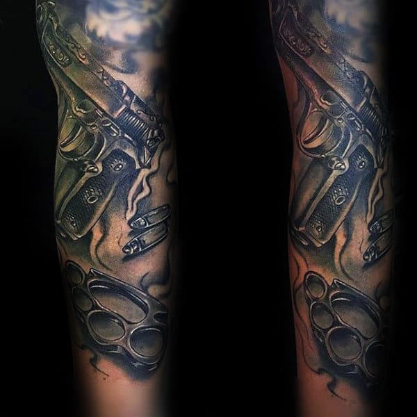 Sleeve Brass Knuckles Male Tattoo Ideas