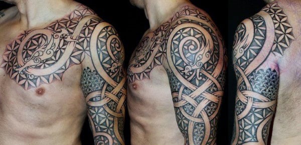Sleeve Danish Viking Men's Tattoos