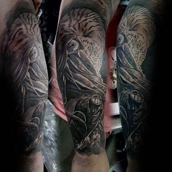 Sleeve Diver Tattoos Male