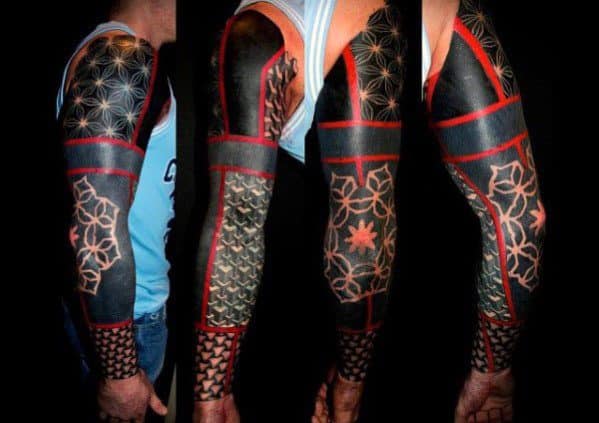 Sleeve Guys Red And Black Tattoo