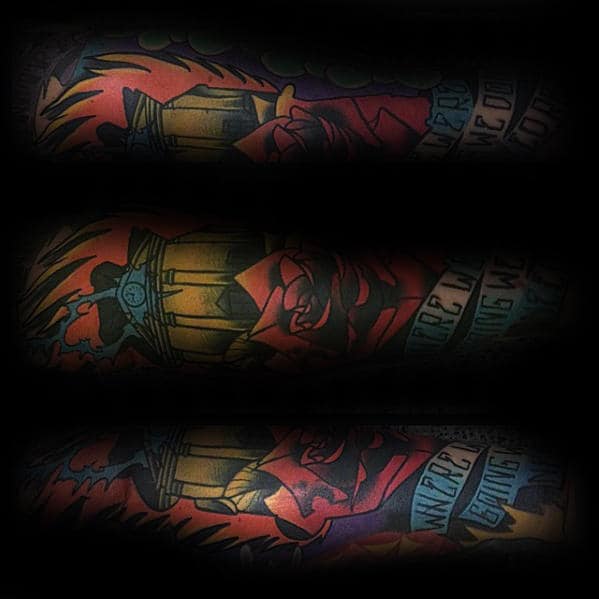 Sleeve Male Back To The Future Colorful Tattoo Ideas