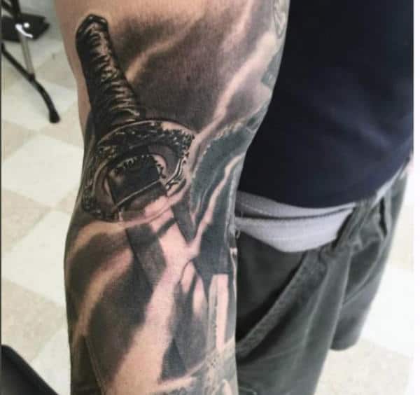 Sleeve Manly Mens Sword Tattoo