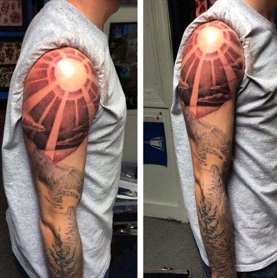 Sleeve Mountain Tattoos For Men